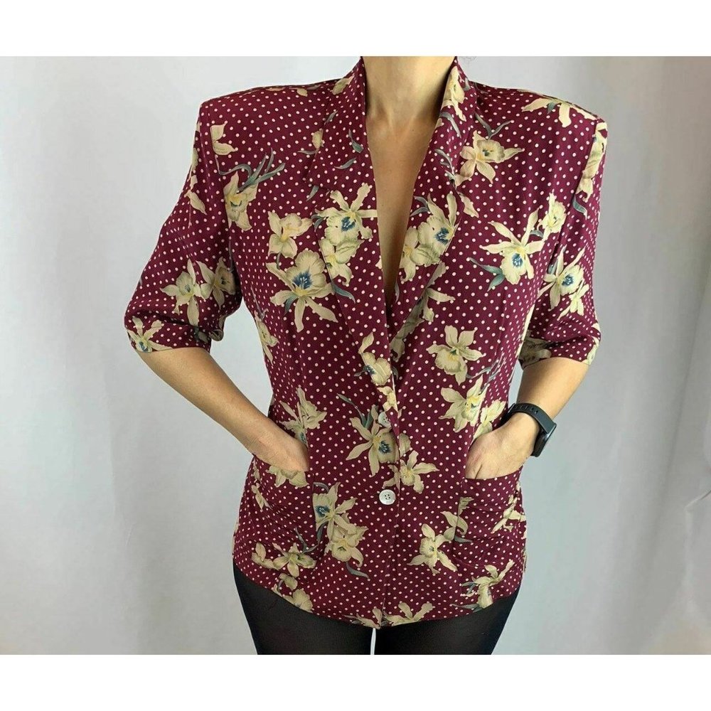 Byblos Floral Polka Dotted Short Sleeve Silk Blaze